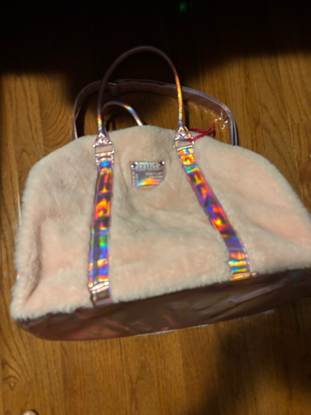 Justice pink duffle travel bag with strap great